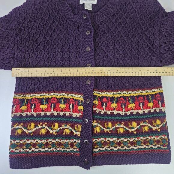 Vintage 90s Chunky Knit Cardigan Sweater Colorful XL Cottagecore Artsy Granny - Picture 7 of 7